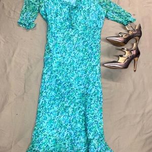 Silk empire waist, bias cut dress